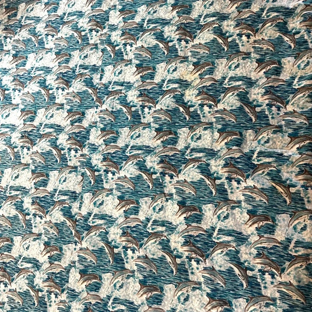 VTG Handmade Dolphin Quilt 90s Y2K Ocean Orca‎ Patchwork Nostalgic Twin Throw